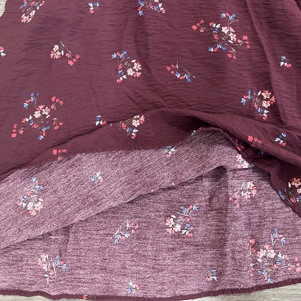 a.n.a Burgundy Floral Long Sleeve Dress - Picture 4 of 4